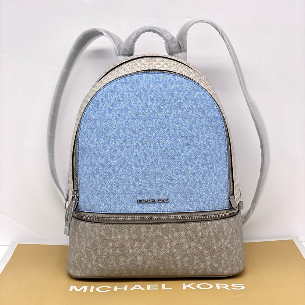 MICHAEL KORS Rhea Medium Color-Block Signature Logo Backpack - Picture 7 of 16